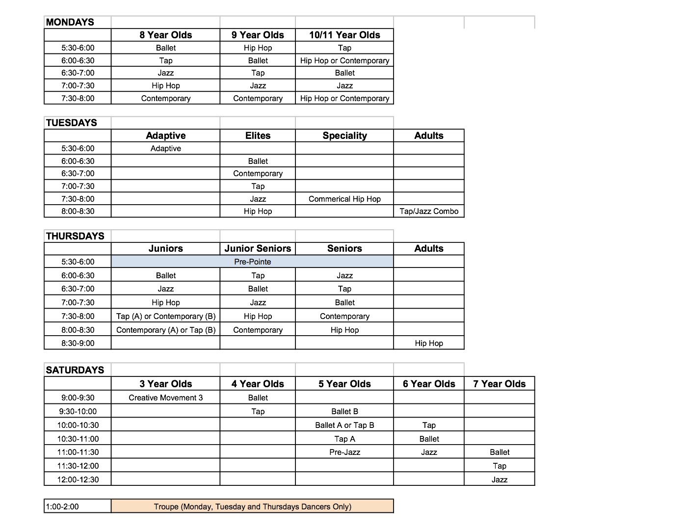 FINAL SCHEDULE